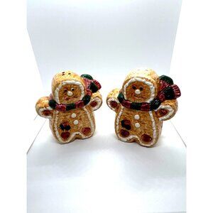 Gingerbread Man Salt Pepper Shakers  Set Ceramic Christmas Holiday Kitchen Decor